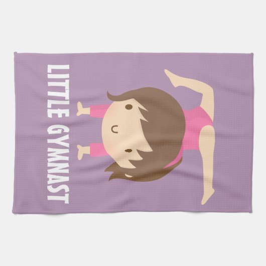 Cute Little Gymnast Girl Gymnastics Pose Theedoek (Horizontaal)