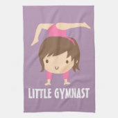 Cute Little Gymnast Girl Gymnastics Pose Theedoek (Verticaal)