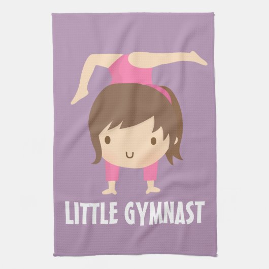 Cute Little Gymnast Girl Gymnastics Pose Theedoek (Verticaal)