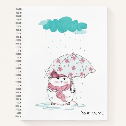 Cute Little Hamster Custom Name White Notitieboek (Voorkant)