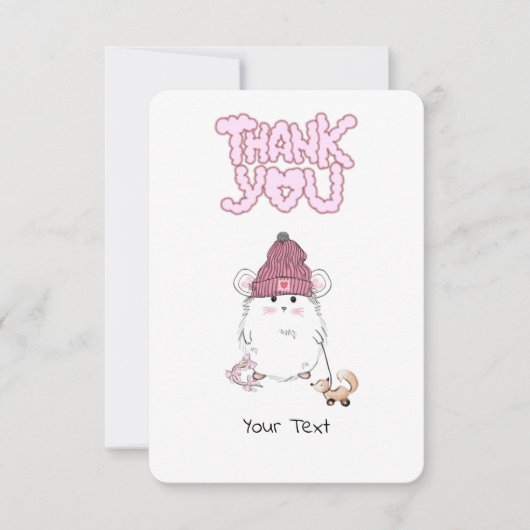 Cute Little Hamster Custom Roze Bedankkaart (Voorkant)