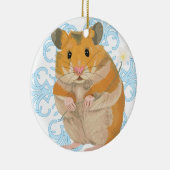 Cute little Hamster holding a flower & snowflake Keramisch Ornament (Rechts)