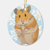 Cute little Hamster holding a flower & snowflake Keramisch Ornament (Links)