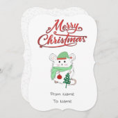 Cute Little Hamster Merry Kerstmis Feestdagenkaart (Voorkant / Achterkant)