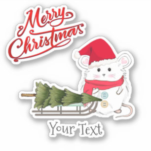 Cute Little Hamster Merry Kerstmis Sticker