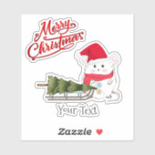 Cute Little Hamster Merry Kerstmis Sticker (Vel)