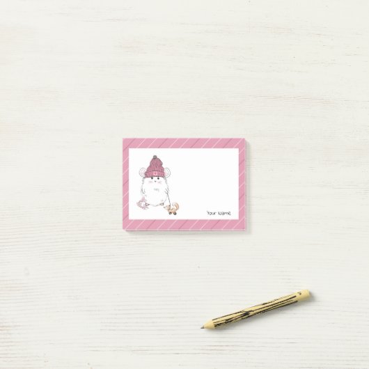 Cute Little Hamster Pink Custom Post-it® Notes (Op bureau)