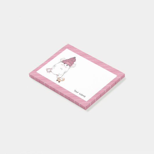Cute Little Hamster Pink Custom Post-it® Notes (Schuin)