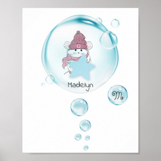 Cute Little Hamster Soap Bubbles Poster (Voorkant)