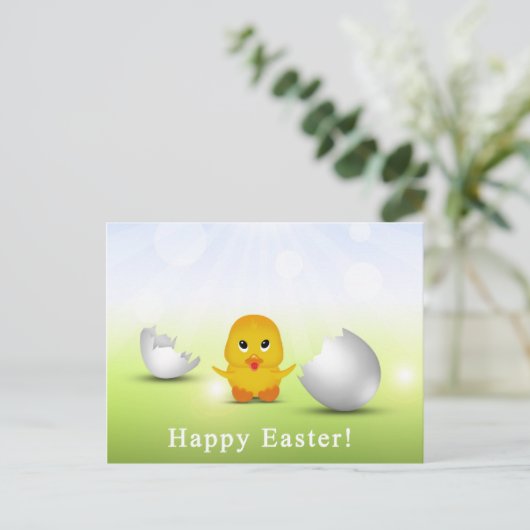 Cute Little Happy Easter Baby Chick Feestdagenkaart (Staand voorkant)
