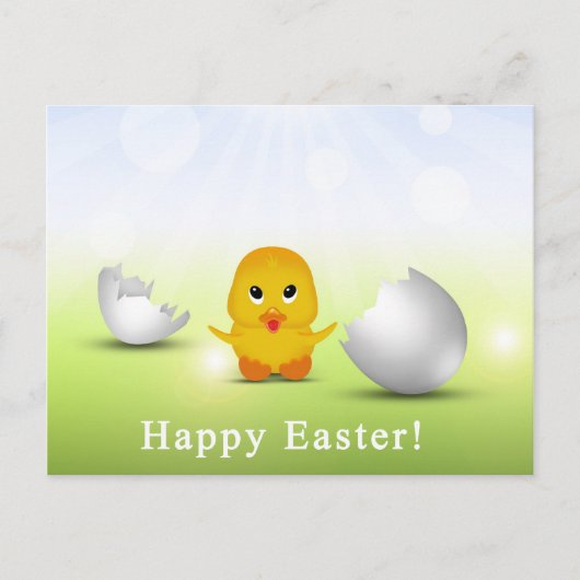 Cute Little Happy Easter Baby Chick Feestdagenkaart (Voorkant)
