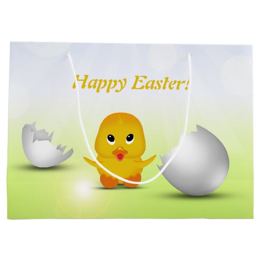 Cute Little Happy Easter Baby Chick Groot Cadeauzakje (Achterkant)