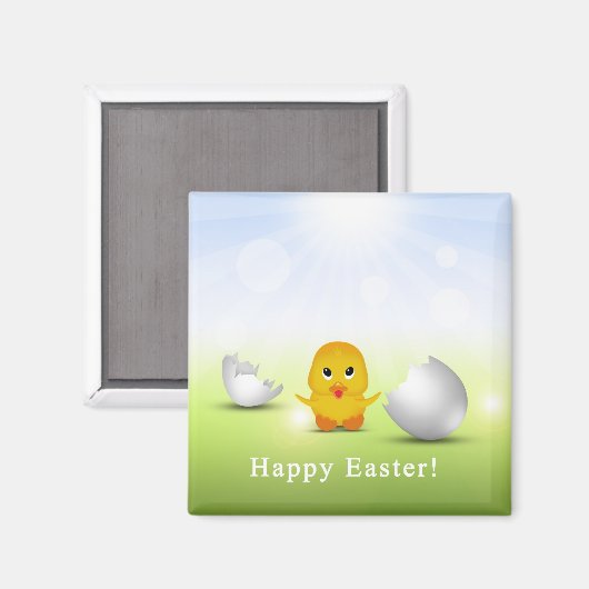 Cute Little Happy Easter Baby Chick Magneet (Voorkant / Achterkant)