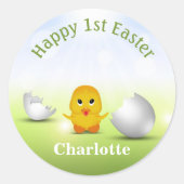 Cute Little Happy Easter Baby Chick Ronde Sticker (Voorkant)