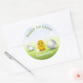 Cute Little Happy Easter Baby Chick Ronde Sticker (Envelop)