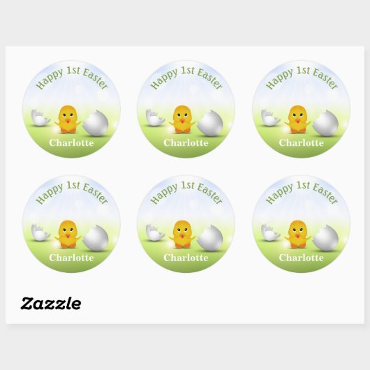 Cute Little Happy Easter Baby Chick Ronde Sticker (Vel)