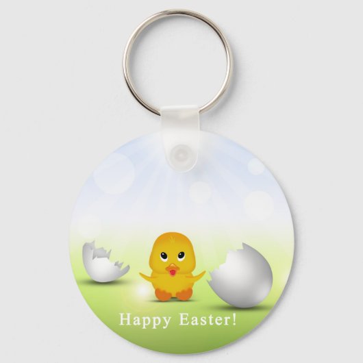 Cute Little Happy Easter Baby Chick Sleutelhanger (Voorkant)