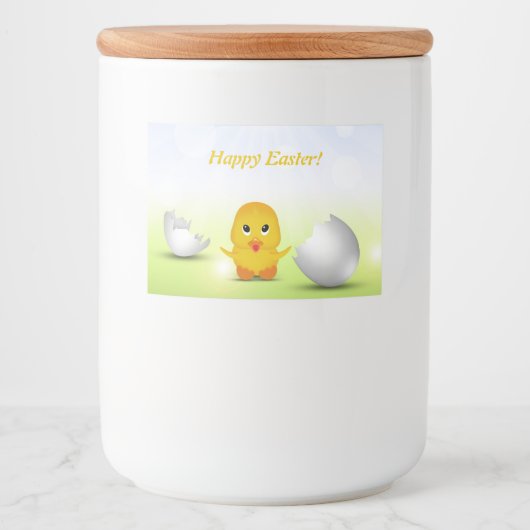 Cute Little Happy Easter Baby Chick Voedselcontainer Etiket (Voorkant)