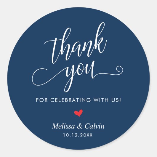 Cute Little Heart Modern Wedding Thank You Gifts Ronde Sticker (Voorkant)