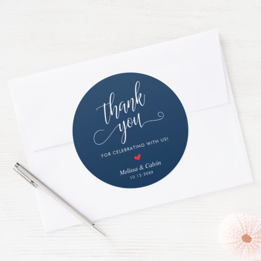 Cute Little Heart Modern Wedding Thank You Gifts Ronde Sticker (Envelop)