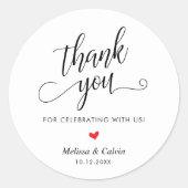 Cute Little Heart Modern Wedding Thank You Gifts Ronde Sticker (Voorkant)