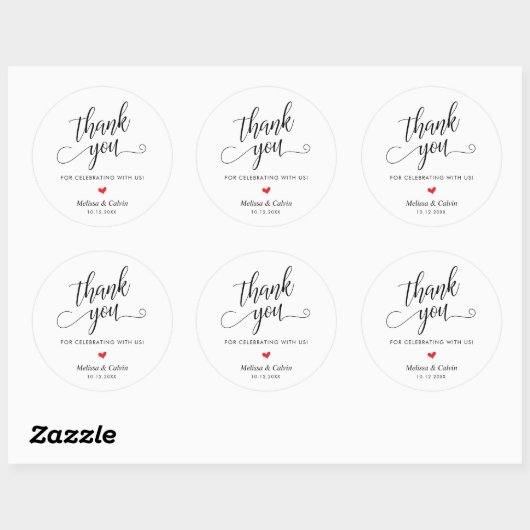 Cute Little Heart Modern Wedding Thank You Gifts Ronde Sticker (Vel)