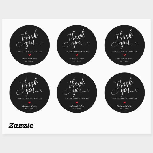 Cute Little Heart Modern Wedding Thank You Gifts Ronde Sticker (Vel)