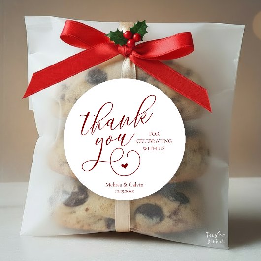 Cute Little Heart Wedding Gifts Thank You  Ronde Sticker