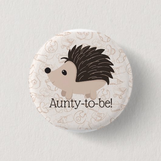 Cute Little Hedegel Aunty to be Baby shower Ronde Button 3,2 Cm (Voorkant)