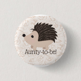 Cute Little Hedegel Aunty to be Baby shower Ronde Button 3,2 Cm