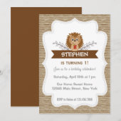 Cute Little Hedgel Birthday Invitation Woodland Kaart (Voorkant / Achterkant)