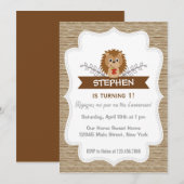Cute Little Hedgel Birthday Invitation Woodland Kaart (Voorkant / Achterkant)