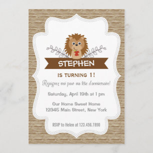 Cute Little Hedgel Birthday Invitation Woodland Kaart