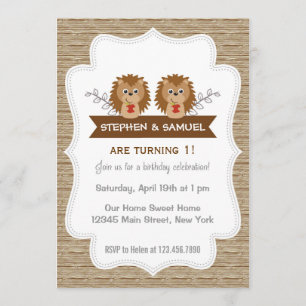 Cute Little Hedgel Birthday Invitation Woodland Kaart