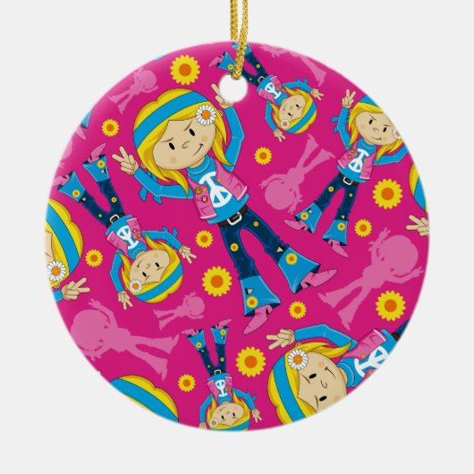 Cute Little Hippie Girl Keramisch Ornament (Voorkant)