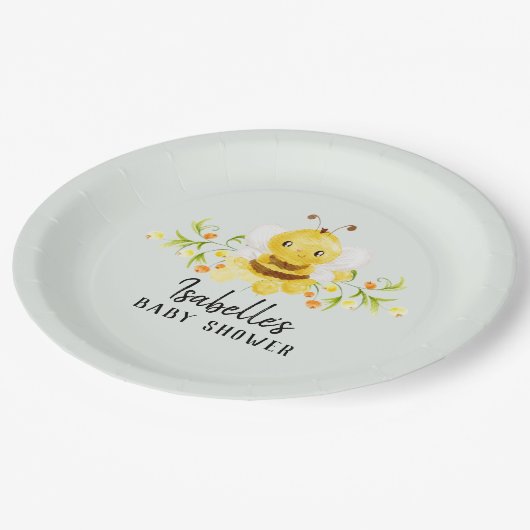 Cute Little Honeybee Baby shower Papieren Bordje (Gekanteld)