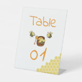 Cute Little Honeybee & Sweet Honey Tafelkaartjes Reclamebord Met Voetstuk (Voorkant)