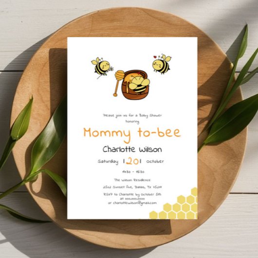Cute Little Honeybee With Sweet Honey Baby Shower Kaart