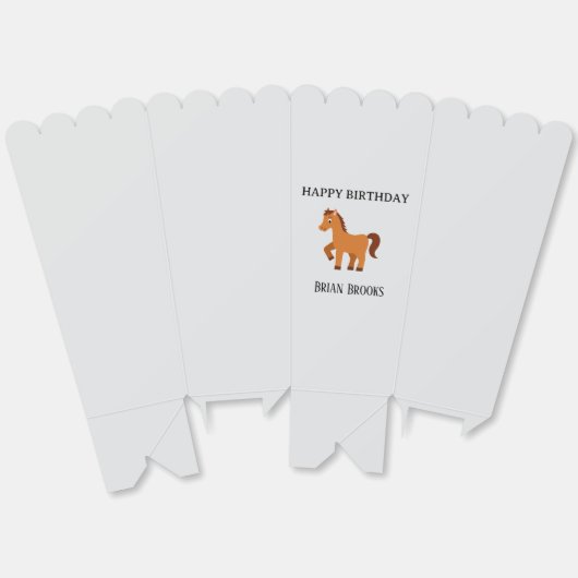 Cute little horse custom name birthday bedankdoosjes (Ongevouwen)