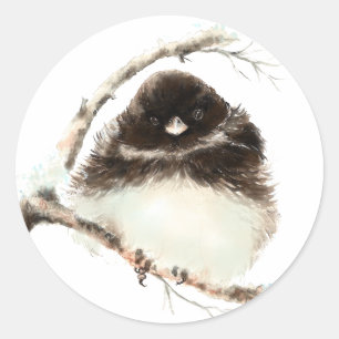 Cute Little Junco, Waterverf Natuur Bird Ronde Sticker