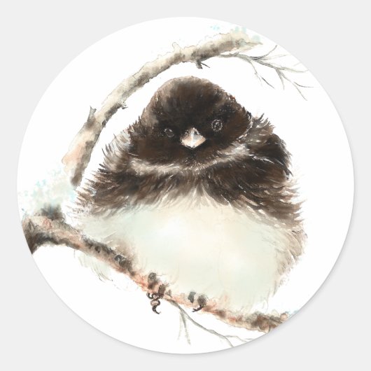 Cute Little Junco, Waterverf Natuur Bird Ronde Sticker (Voorkant)