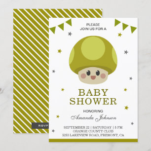 Cute Little Kawaii Mushroom Baby shower Invitation Kaart