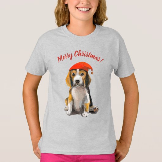 Cute Little kerstbeagle T-Shirt (Voorkant)