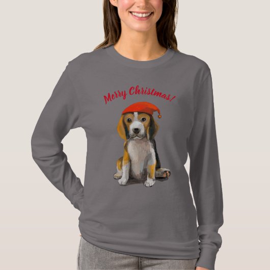 Cute Little kerstbeagle T-Shirt (Voorkant)