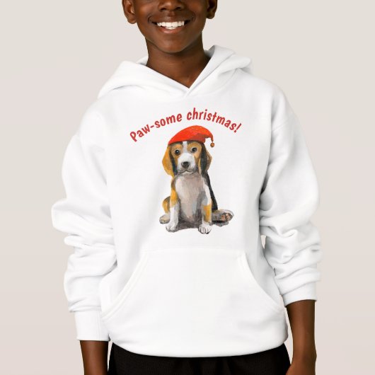 Cute Little kerstbeagle T-Shirt Hoodie (Voorkant)