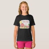Cute Little Kinderen Happy Birthday Farmer Girl T-shirt (Voorkant volledig)