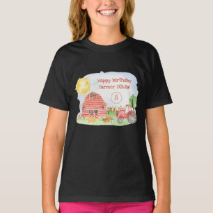 Cute Little Kinderen Happy Birthday Farmer Girl T-shirt