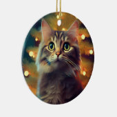 Cute Little Kitten Playing With Christmas Bulb Keramisch Ornament (Rechts)