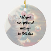 Cute Little Kitten Playing With Christmas Bulb Keramisch Ornament (Achterkant)
