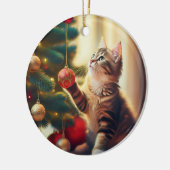Cute Little Kitten Playing With Christmas Bulb Keramisch Ornament (Links)
